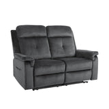 PALLOME Loveseat Recliner, Velvet Reclining Sofa, 54'' Double Recliner Loveseat with Heat and Massage, RV Theater Seating, Manual Recliner Chair for Living Room (Velvet, Grey) PALLOME