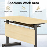 Ptosziav 4PCS Conference Table Foldable Meeting Tables, Flip Top Wood Seminar Table for Office Training Classroom,Folding Conference Table on Wheels Ptosziav