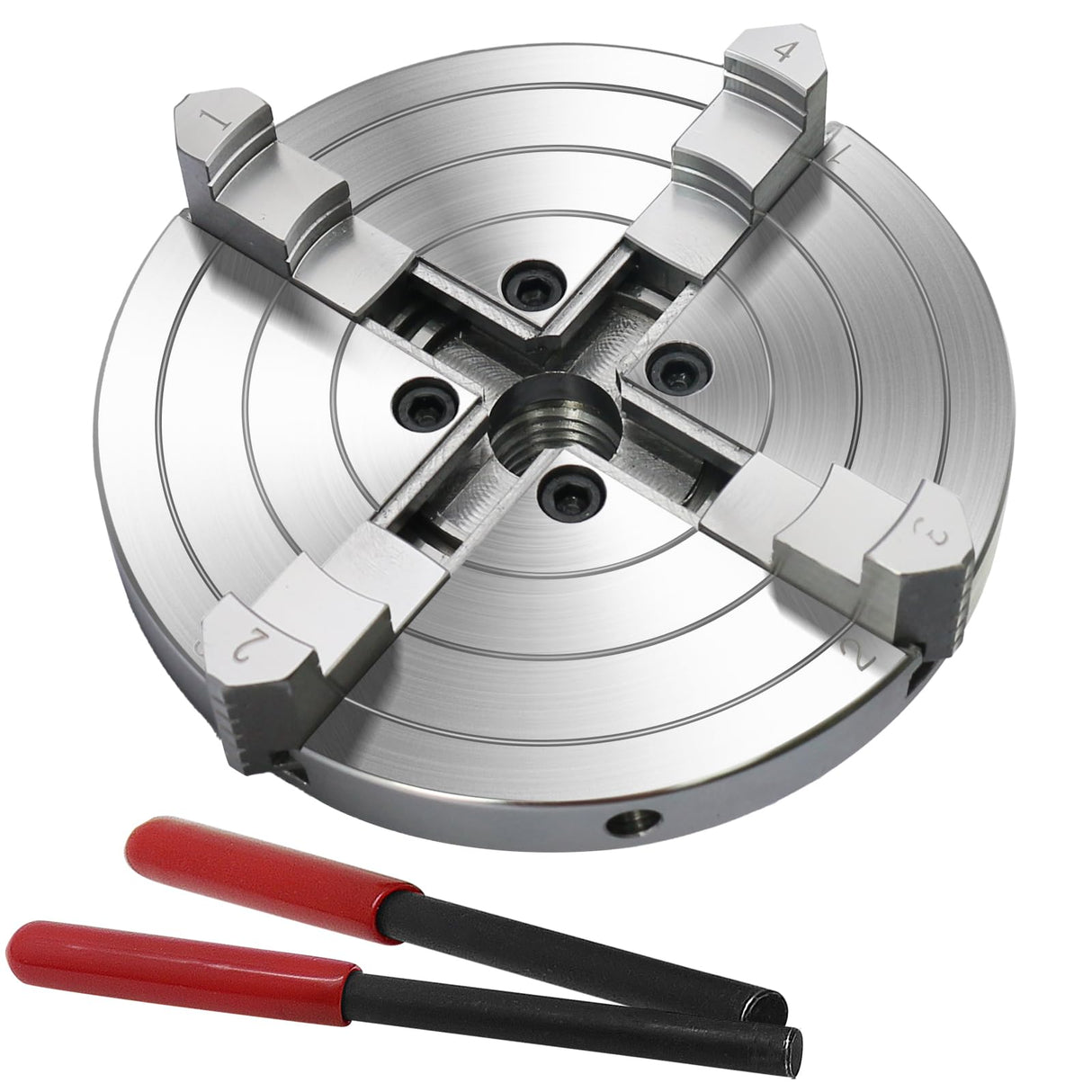 Wood Lathe Chuck, 6 inch 4 Jaws, Self-Centering Lathe Chucks for Woodturning, 4 Jaw Chuck for Wood Lathe 1 x 8TPI Thread PNBO