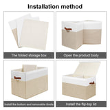 Large Toy Storage Box with Lid, Sturdy Toys Storage Chest Bin Organizer Basket with Dividers for Kids, Boys, Girls, Nursery, Closet, Bedroom, Playroom 25"x13" x16" (Beige and White) Gowee