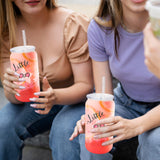 Joyclub 8 Pack Sublimation Cups 16 OZ Frosted Glass Cans Blanks with Clear Lids Mason Jars for Iced Coffee Beer Juice and Soda Drinks Joyclub