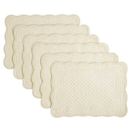HOMBYS Quilted Placemats Set of 6 Washable-13x18 inches Rectangular Placemats for Kitchen Table-100% Cotton Fabric Rectangular Table Mats, (Flax) HOMBYS