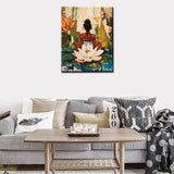 Yoga Women/Lady Paint by Number Kits for Kids and Adults Beginner Africa Black Women in Garden Acrylic Digital Pitures Tropical Lotus Flowers Paintwork Nordics Home Decor Boho Gift(16''W x 20''H) Tucocoo