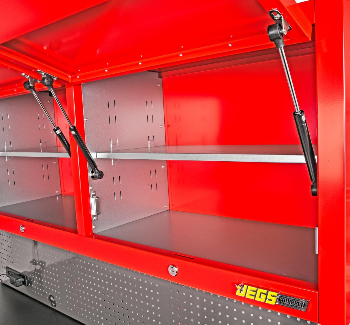 JEGS 72 in. 11-Drawer Rolling Tool Cabinet with Upper Storage [Red] JEGS