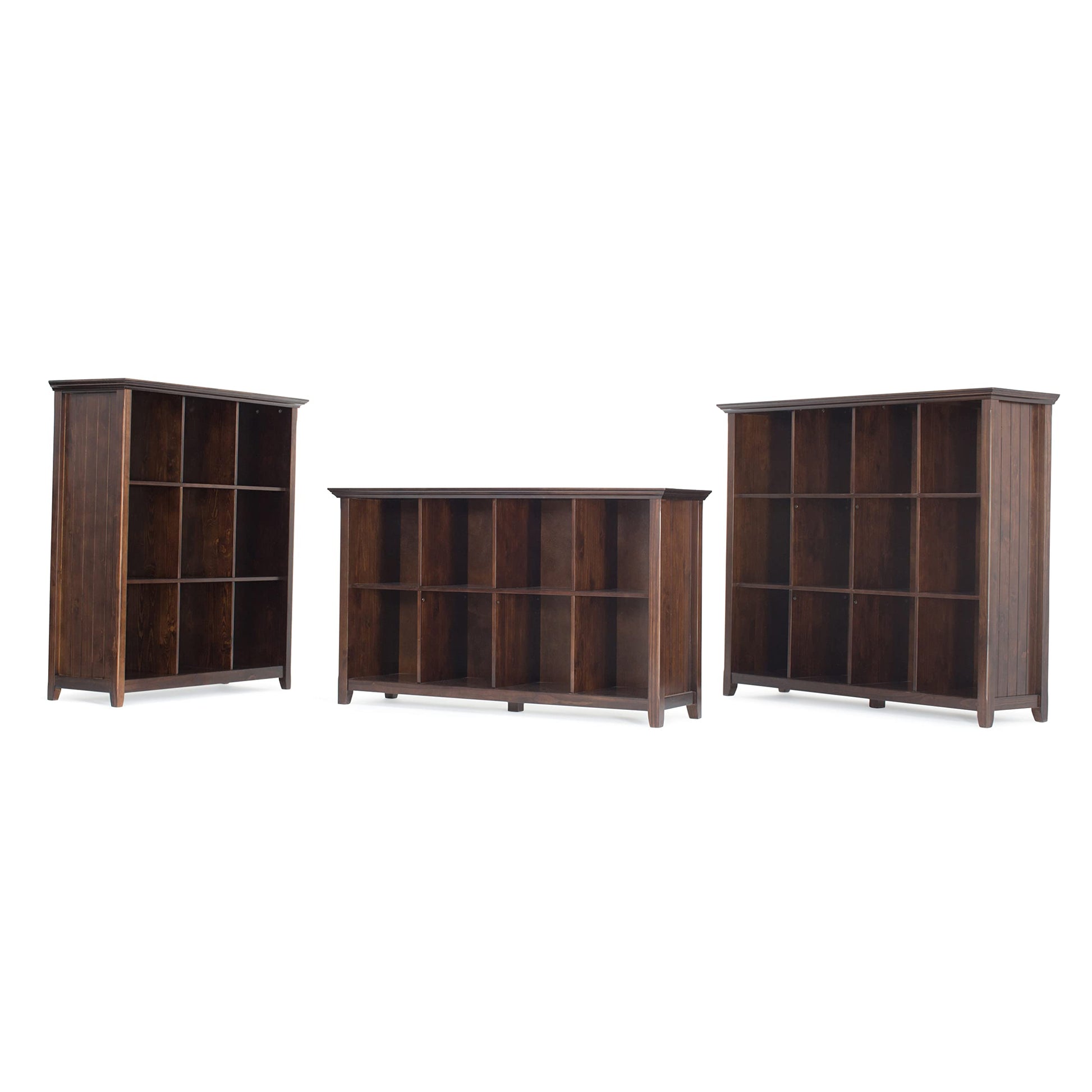 SIMPLIHOME Acadian SOLID WOOD 44 Inch Transitional 9 Cube Bookcase and Storage Unit in Brunette Brown, For the Living Room, Study Room and Office - WoodArtSupply