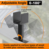 4x4 Heavy Duty Roof Riser Brackets Kit, TROPTOLKY Adjustable Angle Pergola Brackets, Black Metal Roof Riser Beam Bracket for Roof Pergola Gazebo Patio Cover (3 Pack) TROPTOLKY