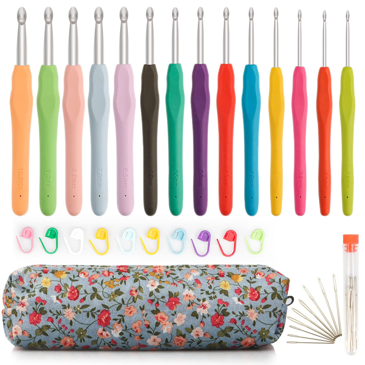 OWill 14 Piece Crochet Hook Set, Soft Grip Ergonomic Crochet Needles with Storage Case, Ideal for Beginners, Arthritic Hands OWill