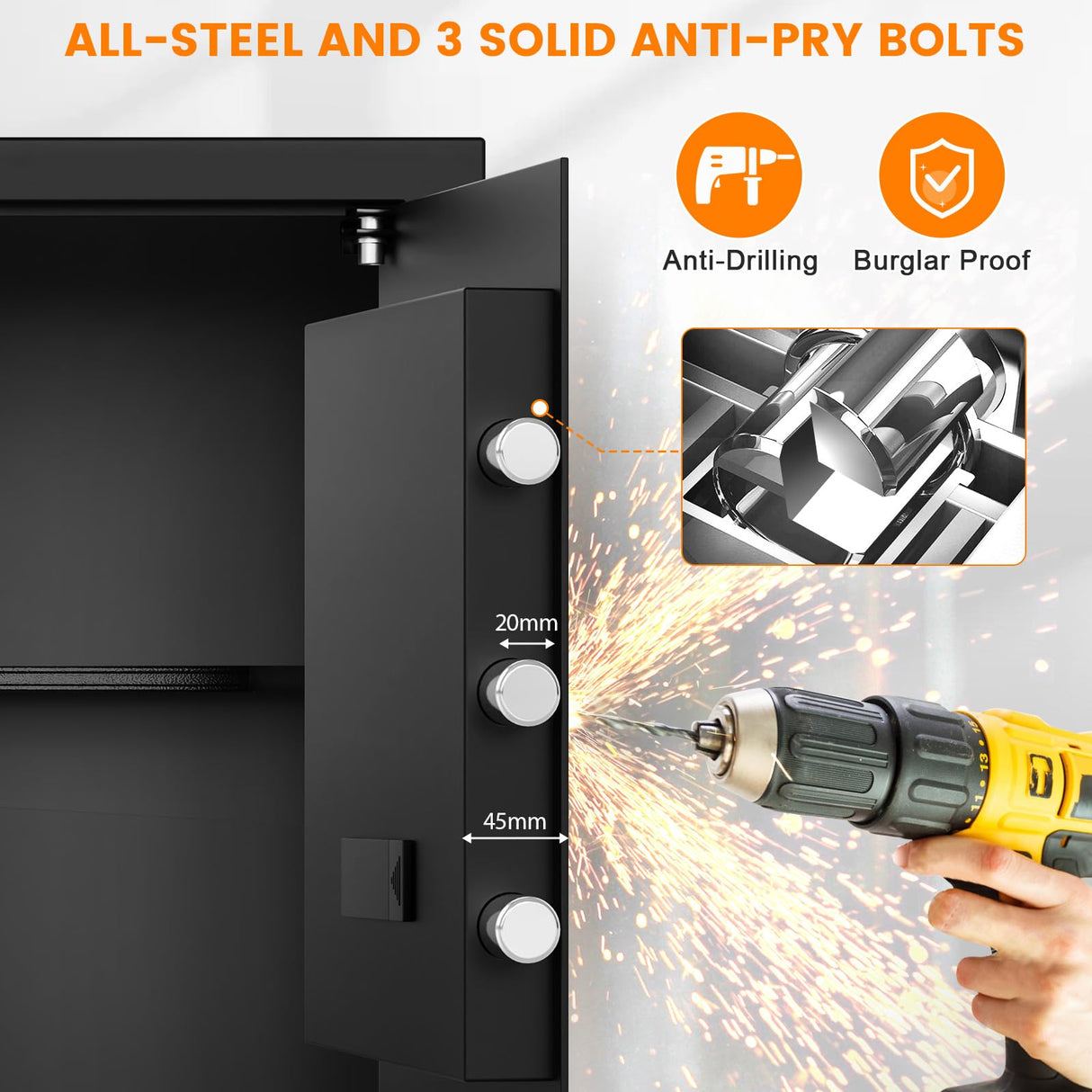 3.0 Cub Large Home Safe Fireproof Waterproof, Digital Firep roof Safe Box With Fireproof Bag, Combination Lock and Alarm Systerm, Fire Safes for Home Documents Money Valuables Bukumo