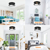 Black Flush Mount Ceiling Light Fixture, Farmhouse Light Fixture with Seeded Glass Lampshade, 2-Light Industrial Close to Ceiling Light Fixture for Hallway, Kitchen, Entryway, Foyer(Bulb Not Included) Brightever