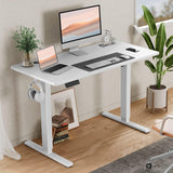 SMUG Standing Desk, Adjustable Height Electric Sit Stand Up Down Computer Table, 40x24 Inch Ergonomic Rising Desks for Work Office Home, Modern Lift Motorized Gaming Desktop Workstation, White SMUG