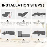 NAISI Couch Cover L Shape 2 Pieces Sofa Cover Soft Stretch Slipcovers with 2pcs Pillowcases Furniture Protector Sectional Couch Covers 3 Seater + 3 Seater(Black) NAISI