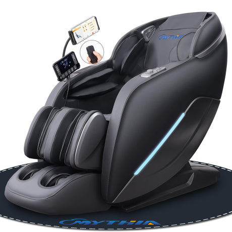 MYTHIA 2026 A303C Massage Chair, Full Body Zero Gravity Recliner with SL Track, Body Scan, 12 Auto Modes, Lumbar Heat, Bluetooth App, Wireless Charge, and Foot Rollers for Home and Office (Black) MYTHIA