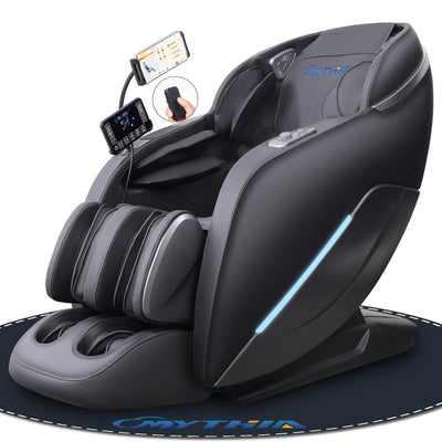 MYTHIA 2026 A303C Massage Chair, Full Body Zero Gravity Recliner with SL Track, Body Scan, 12 Auto Modes, Lumbar Heat, Bluetooth App, Wireless Charge, and Foot Rollers for Home and Office (Black)