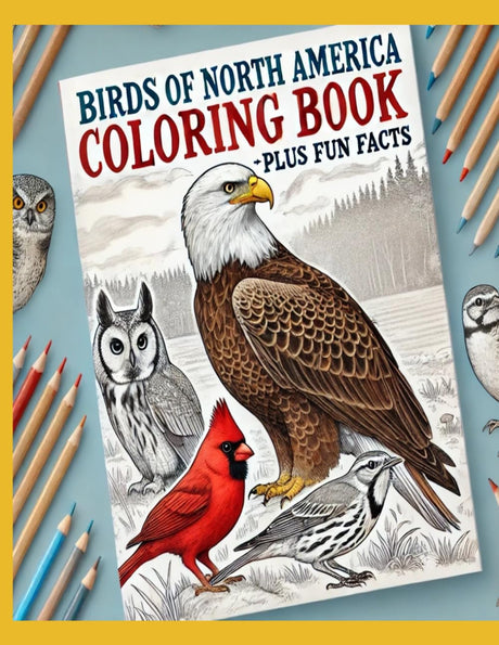 Birds of North America Coloring Book Plus Fun Facts: For Kids Ages 8-12 | Large 8.5 x 11-inch Pages | 35 Fascinating Birds | Includes Color Test Page | Great Gift for Children & Homeschooling Families Majosta