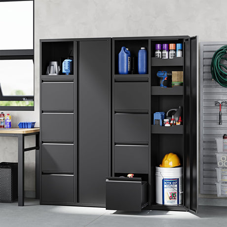Yizosh Metal Garage Storage Cabinet with 4 Drawers, 71" Heavy Duty Tool Cabinet with Door,Tall Steel Storage Cabinet,Utility Tool Cabinet for Garage,Warehouse,Workshop Yizosh