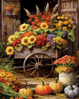 Tucocoo Colorful Flowers Float Paint by Number Rural Fall Harvest Scenery DIY Painting on Canvas with Brushes Acrylic Paints Paint by Numbers for Adults and Kids Beginner 16x20 Inch（Without Frame） Tucocoo