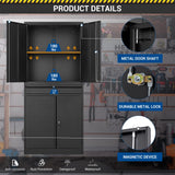 Fesbos 71" Metal Cabinet-Black Heavy Duty Storage File Cabinet Steel Tool Cabinets with Shelves, Lockable Doors and Drawers- for Garage, Pantry, Warehouse - Assembly Required Fesbos