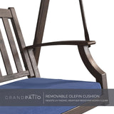 Grand Patio Porch Swing, Outdoor 2-Seat Patio Swing Chair, Adjustable Tilt Canopy, with Removable Cushion, Weather Resistant Powder Coated Painted Woodgrain Frame, Farmhouse Style-Dark Blue Grand patio