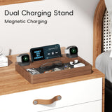 AFOOYO 2 Tier Wood Watch Band Organizer - Charger Stand Compatible with All Apple Watch Series and Stackable Bands Display Watches Storage Case Tray(Walnut) AFOOYO