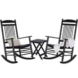 VEIKOU Rocking Chair, Set of 3 Outdoor Rocking Chair with Side Table,275Lbs Weight Capacity,Wooden Rocking Chair for Porch, Backyard, Indoor, Black VEIKOU