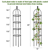 2 Pcs Garden Obelisk Trellis for Climbing Plants Outdoor 6 Ft Rose Bush Round Trellis for Pots Rustproof Metal Plant Flower Trellises for Clematis Vine Jasmine Support Outdoor Indoor Miuwauer