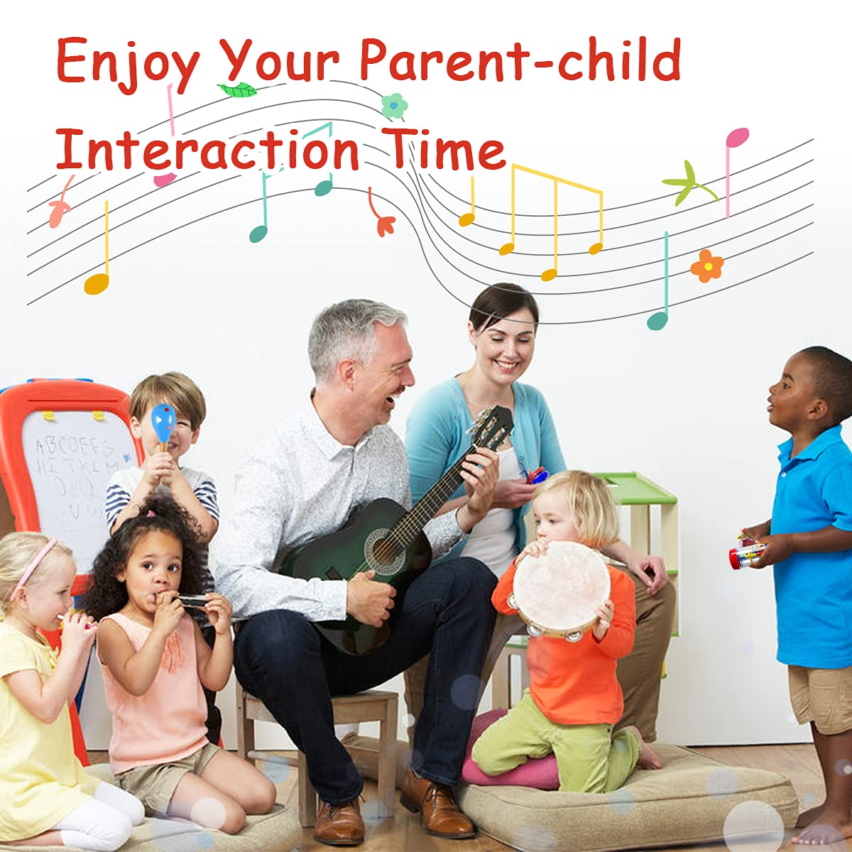 LOOIKOOS Toddler Musical Instruments,Wooden Percussion Instruments Toy for Kids Baby Preschool Educational Musical Toys Set for Boys and Girls with Storage Bag LOOIKOOS