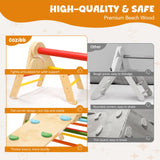 CoziBB Pikler Triangle Set, Montessori Toddler Climbing Toys Indoor, 5 in 1 Wooden Foldable Climbing Set with Arch Ramp, Triangle Climber, Pikler Triangle Gym Inside for Kids 2-4, Rainbow CoziBB