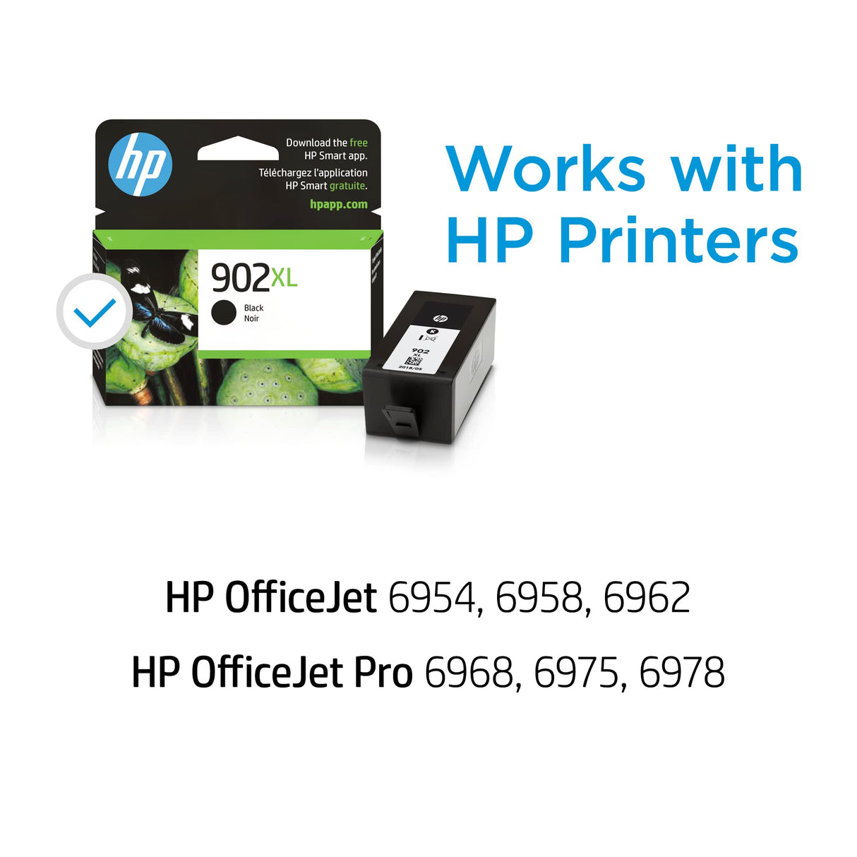 HP 902XL Black High-yield Ink Cartridge | Works with HP OfficeJet 6950, 6960 Series, HP OfficeJet Pro 6960, 6970 Series | Eligible for Instant Ink | T6M14AN HP