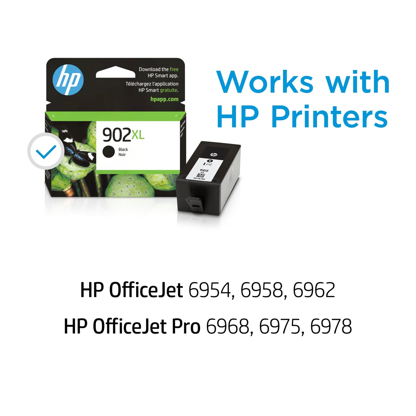 HP 902XL Black High-yield Ink Cartridge | Works with HP OfficeJet 6950, 6960 Series, HP OfficeJet Pro 6960, 6970 Series | Eligible for Instant Ink | T6M14AN