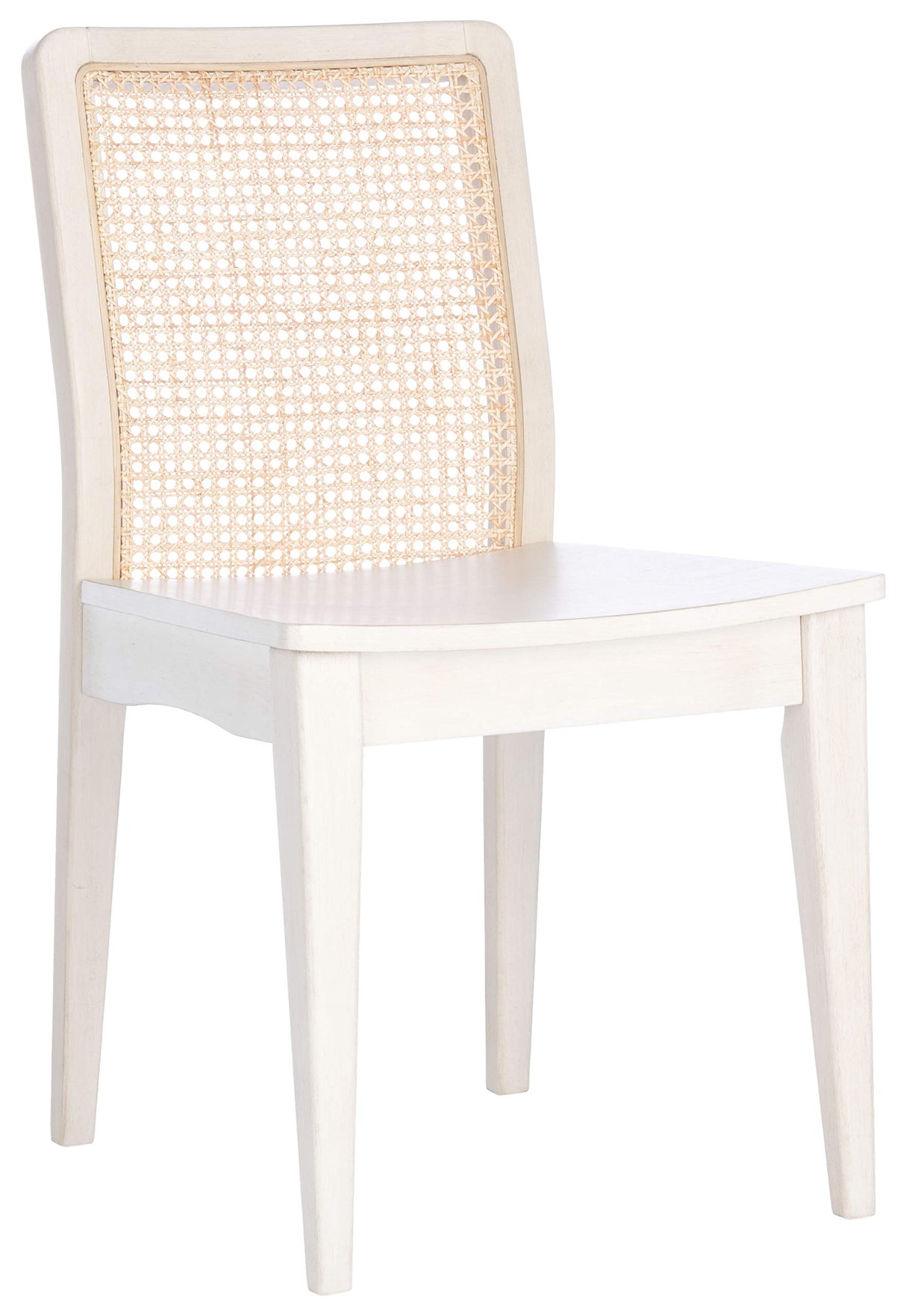 SAFAVIEH Home Collection Benicio White/Natural Rattan Dining Chair (Set of 2) DCH1005B-SET2 Safavieh