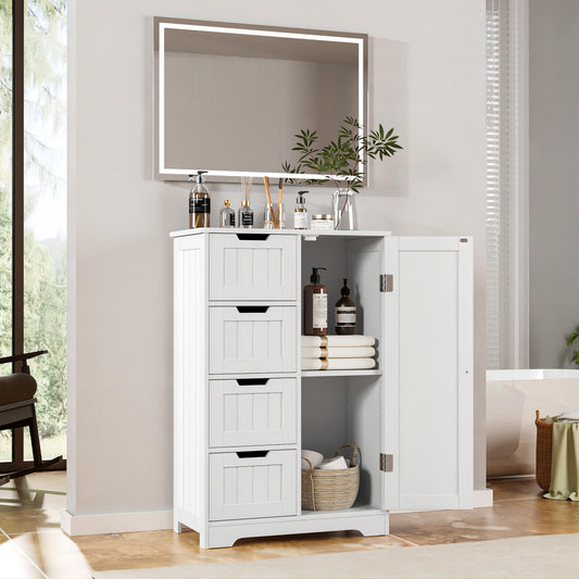 BOTLOG Bathroom Storage Cabinet, Small Kitchen Pantry Storage Cabinet with Drawers, Pantry Cabinet Storage Cupboard with Adjustable Shelf for Bathroom, Living Room, Dining Room, White