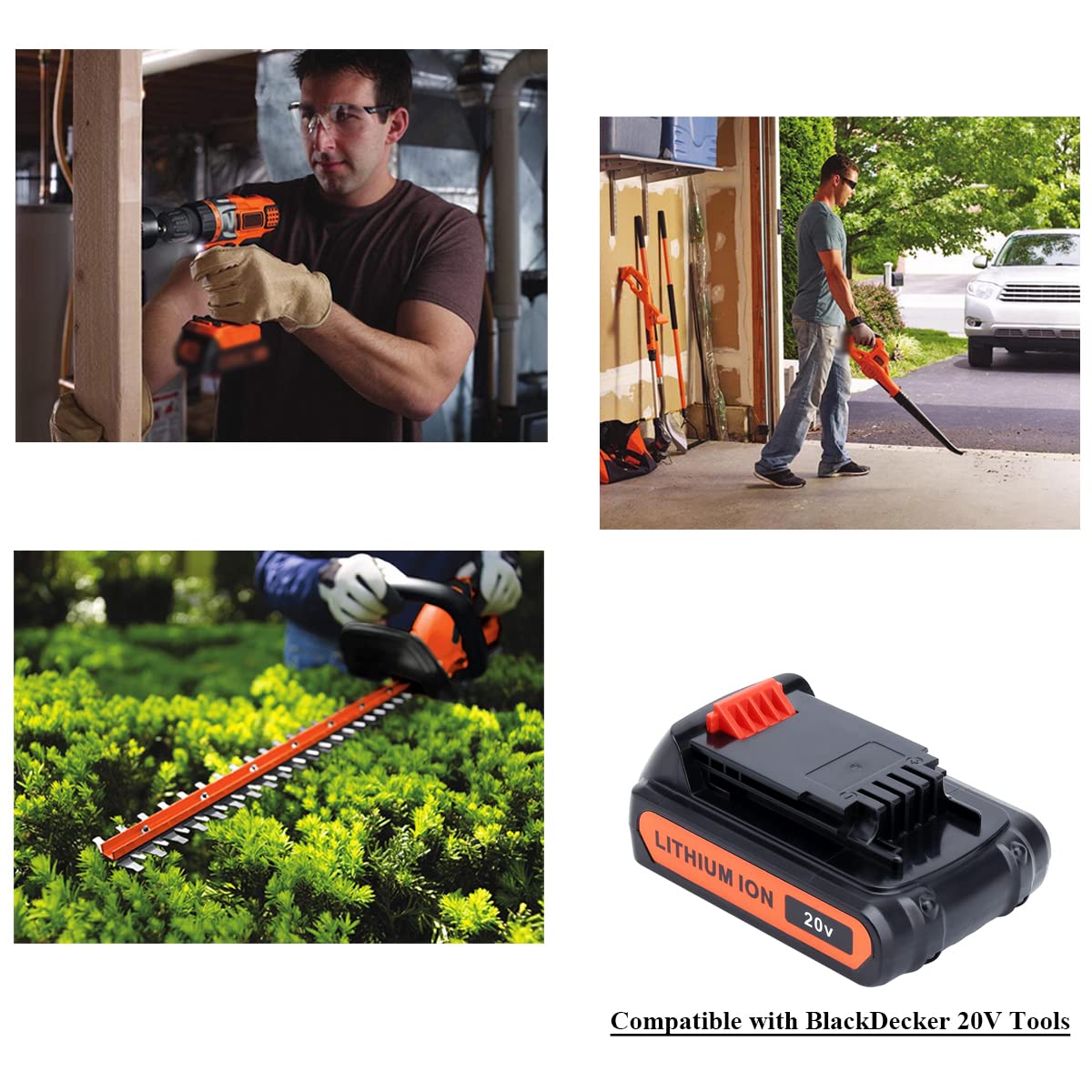 Lasica 2Pack 4.0Ah 20V MAX LBXR20 Compatible with Black and Decker Weed Eater 20V Battery LB2X4020 LBXR2020-OPE LBXR20-OPE2 LBXR20B-2 LB2X3020-OPE LBXR20BT 20 Volt Max Outdoor Cordless Power Tools Lasica