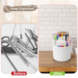 Nuozme Desk Organizer, 360-Degree Rotating Pencil Pen Holders For Desk, Diamond Pattern Pen Organizer With 5 Compartments, Cute Desk Accessories Decor For Office, School,Home,Art Supply (White) Nuozme