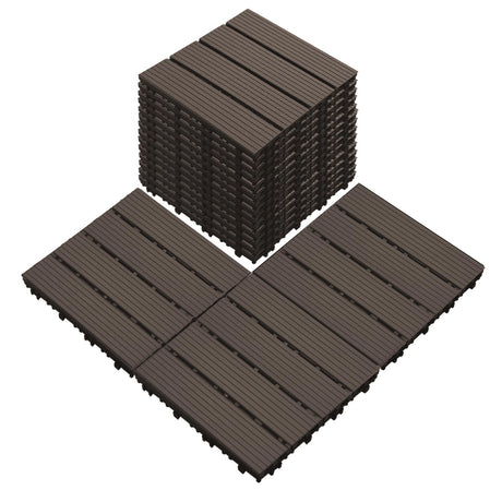 36 PCS 12x12 Interlocking Deck Tiles - All-Weather Waterproof Outdoor Pavers for Pool Decks, Balconies, Backyards & Porches, Chocolate SAILARY