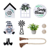 Eufrozy 11pcs Farmhouse Tiered Tray Decor Set, Rustic Tier Tray Decorations with Black and White Buffalo Plaid Gnome Ornaments Wooden Home Sweet Home Sign for Kitchen Table Decor Summer Housewarming Eufrozy