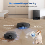 ECOVACS DEEBOT T30S AI Robot Vacuum and Mop, 11000Pa, TruEdge Adaptive Edge Mopping, ZeroTangle Technology, AI Instant Re-mop, Hot Water Mop Washing, Self-Emptying & Refilling, AI Obstacle Avoidance ECOVACS