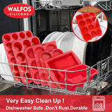 Walfos Silicone Muffin Pan - 12 Cups Regular Silicone Cupcake Pan, Non-stick Silicone Great for Making Muffin Cakes, Tart, Bread - BPA Free and Dishwasher Safe Walfos
