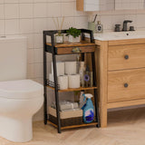 3-Tier Freestanding Bathroom Ladder Shelf with Drawer & Open Storage keomaisyto