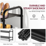 SLEEPING LAMB Long 2-Tier Shoe Organizer for Closet, Stackable Wide Shoe Rack Holds 18-Pairs Low Shoe Shelf Storage for Bedroom, Floor, Entryway(Black) SLEEPING LAMB