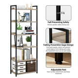 NUMENN Bookshelf, 6 Tier Bookshelves, Home Office Bookcase Shelf Storage Organizer, Free Standing Storage Shelving Unit for Bedroom, Living Room and Home Office, Grey NUMENN