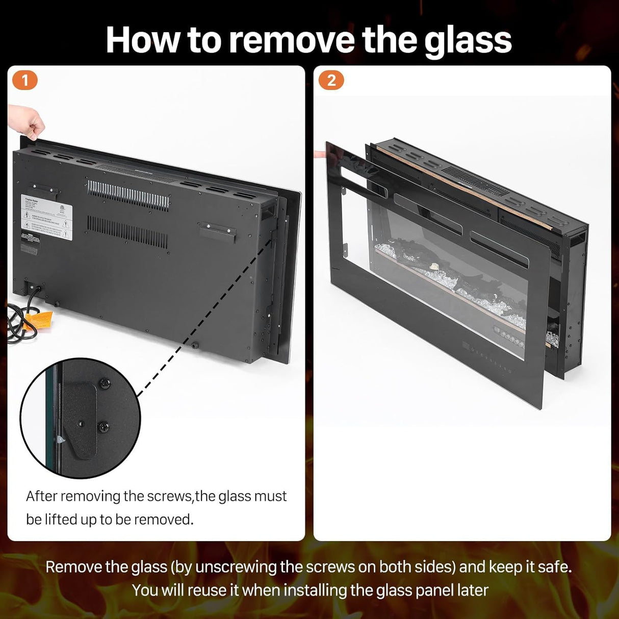 Sweetcrispy 36" Electric Fireplace Wall Mounted or Recessed Insert, 1500W/750W Freestanding Fireplaces Heater with Remote Control,13 Adjustable Flame Color, 12H Timer, Touch Screen Sweetcrispy