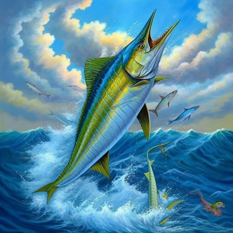 Kaliosy 5D Diamond Art Kits for Adults Fish by Number Kits, Diamond Painting Art Animals DIY Full Drill Crystal Craft Cross Stitch Embroidery Decoration (14x14 inch) 35x35 cm Kaliosy