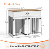 HXBOAUVS Large Dog Crate Furniture, 41 Inch Dog Kennel Indoor with Removable Divider & Double Doors, Wooden Dog Crates for 2 Dogs, Dog Crate Table for Large/Medium Dogs, White HXBOAUVS