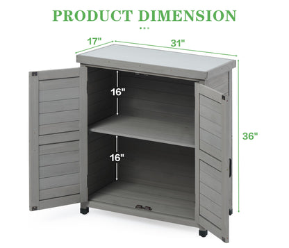 Outdoor Potting Bench with Storage Cabinet and Metal Top, Wood Workstation for Outdoor Patio, Garden