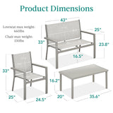 Best Choice Products 4-Piece Outdoor Textilene Patio Conversation Set, Backyard Furniture w/Loveseat, Coffee Table, Steel Frame - Gray/Gray Best Choice Products