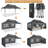 COBIZI 10x20 Pop Up Canopy with 6 Sidewalls, Conical Canopy Tent 10×20 with 3 Adjustable Height Waterproof, UV-Resistant with Carry Bag, Stakes, Ropes for Parties, Commercial, Gray(Frame Upgraded) COBIZI