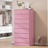 DICTAC Tall Dresser for Bedroom with 8 Drawers, 59.6" Tall Pink Dressers & Chests of Drawers, Modern Wood Closet Organizer and Storage Cabinet, Large Vertical Dresser for Bedroom, Closet, Hallway DICTAC