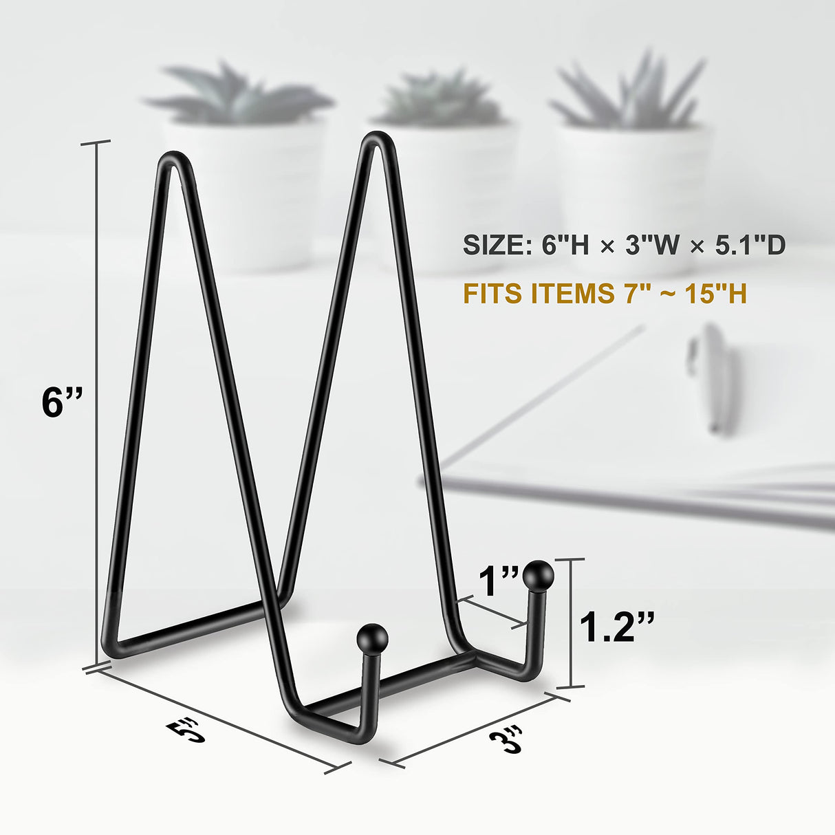 Plate Stands for Display, 5 Pack 6 Inch Plate Holder Display Stands, Metal Frame holder stand for Book, Picture, Decorative Plate, Photo and Platter, Tabletop Art Hoewina