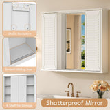 FFBCFDK Bathroom Medicine Cabinet Mirror 28.3 x 23.8 inch Bathroom Mirror with Storage Wall Mounted Medicine Mirror Cabinet Wood Organizer with 2 Door Surface Mount Farmhouse Storage Cabinet FFBCFDK