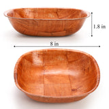 Elsjoy 8 Pack 8 Inch Wooden Woven Salad Bowl, Reusable Square Serving Bowl Woven Wood Mixing Bowl Set, Unbreakable Snack Bowls for Salad, Fruits, Snacks Elsjoy